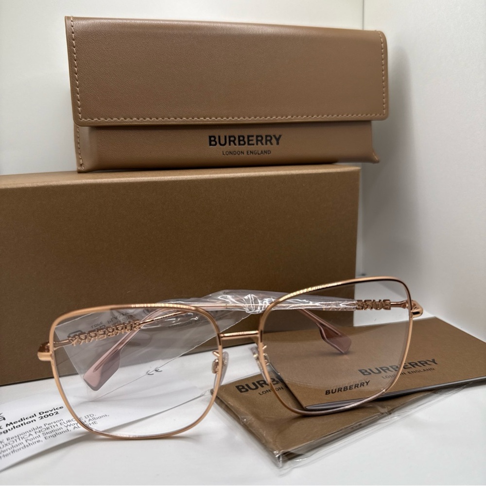 Burberry Rose Gold Glasses with Tan Case